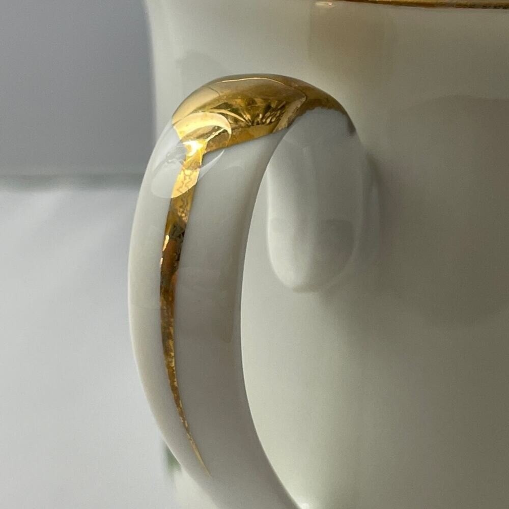 Christmas Footed Mug by RH Macy & Co All the Trimmings Holly Holiday‎ Gold Trim - Picture 3 of 7
